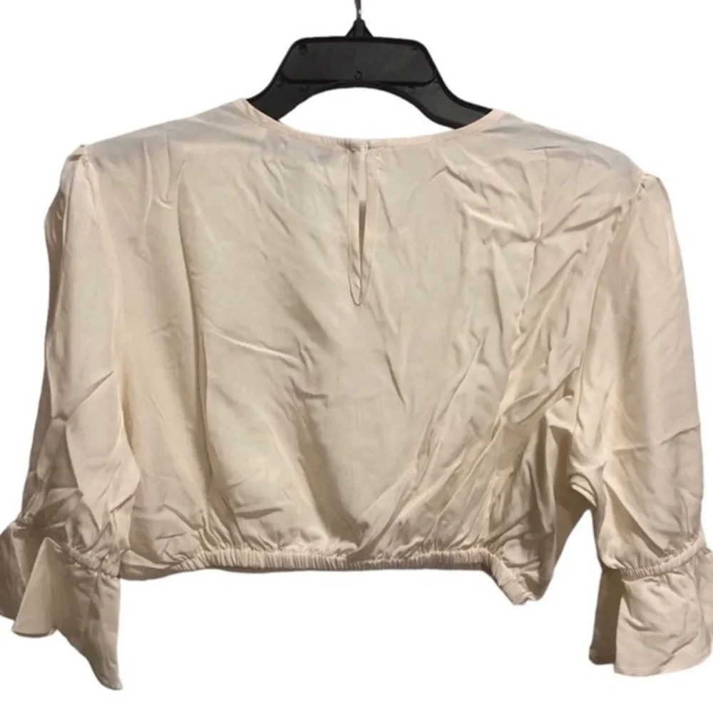 Ivory Ruffle Sleeve Crop Top - Picture 10 of 12